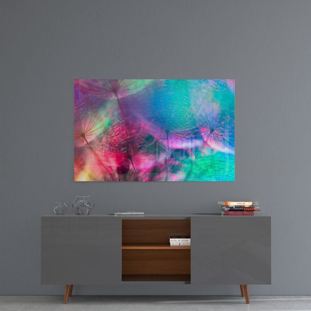 Artronauts Glass Print Colourful Dandelion