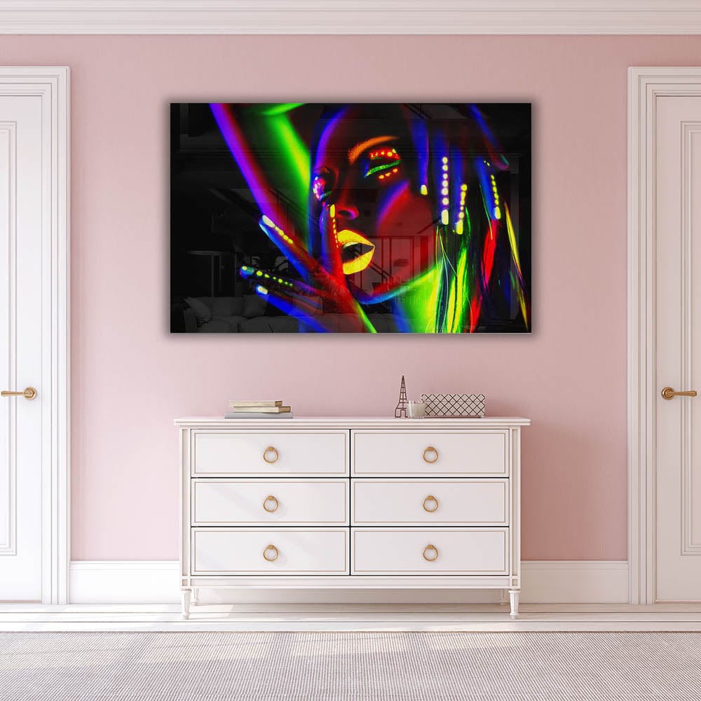 Artronauts Art Glass Print Neon Woman
