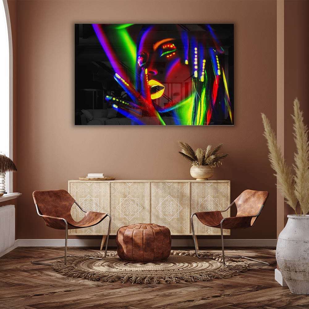 Artronauts Art Glass Print Neon Woman