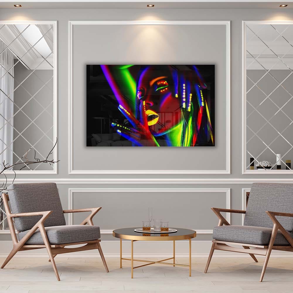 Artronauts Art Glass Print Neon Woman