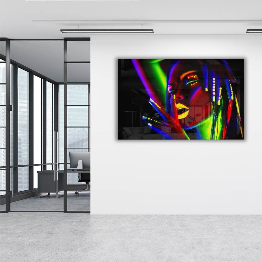 Artronauts Art Glass Print Neon Woman