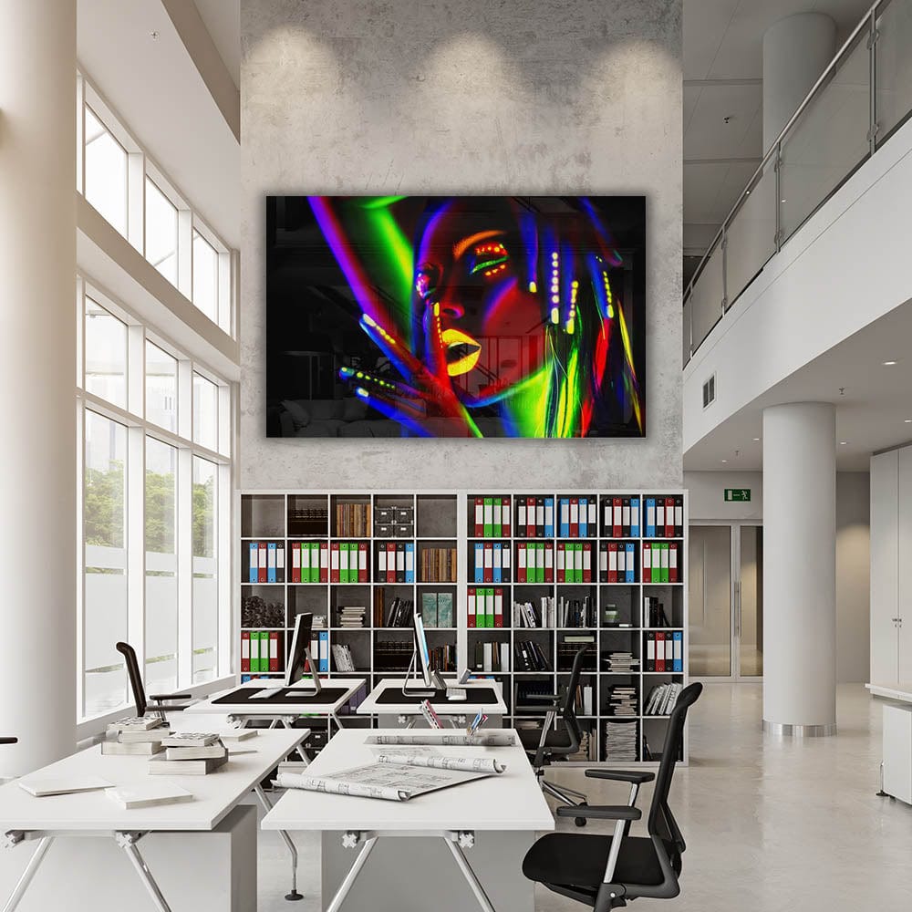 Artronauts Art Glass Print Neon Woman