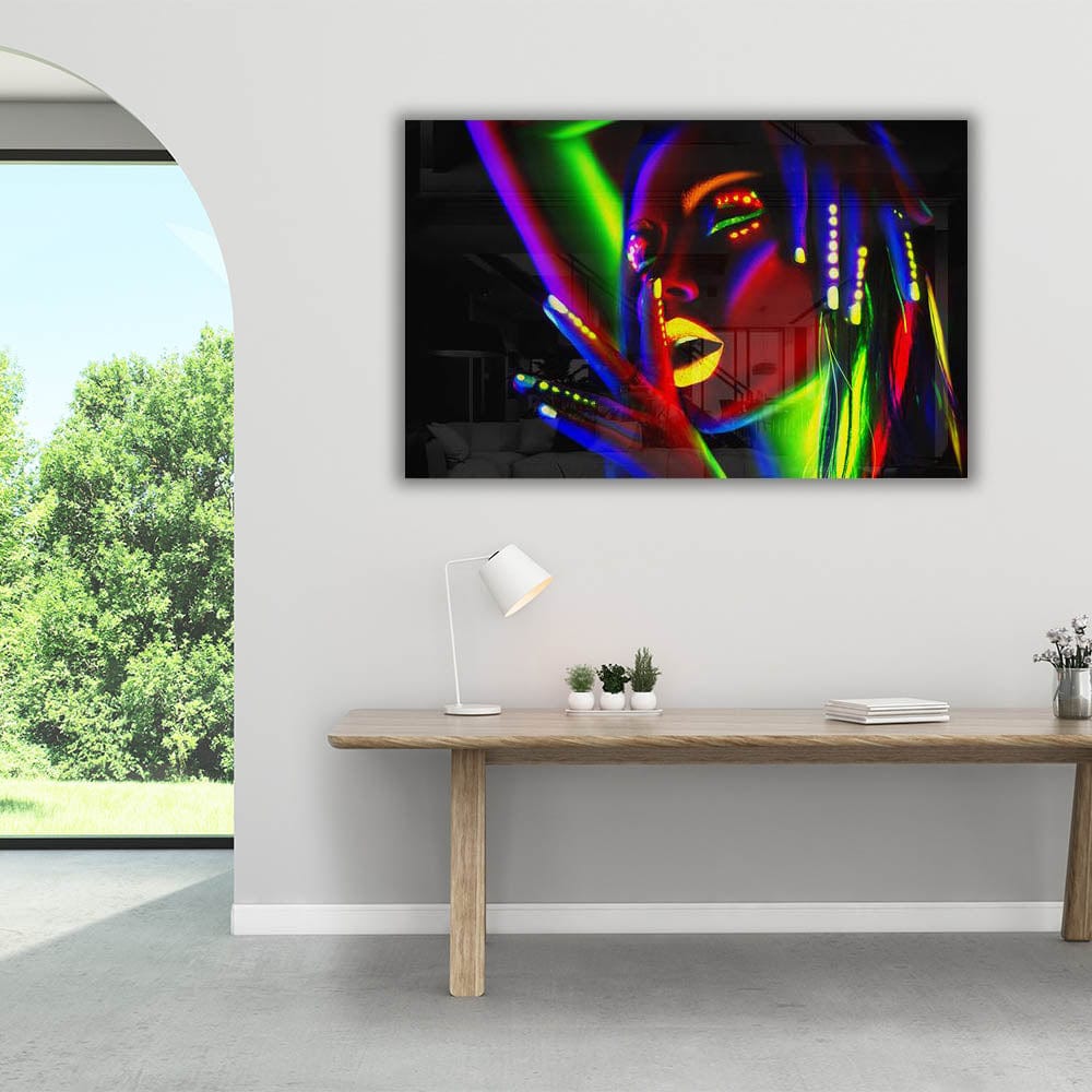 Artronauts Art Glass Print Neon Woman
