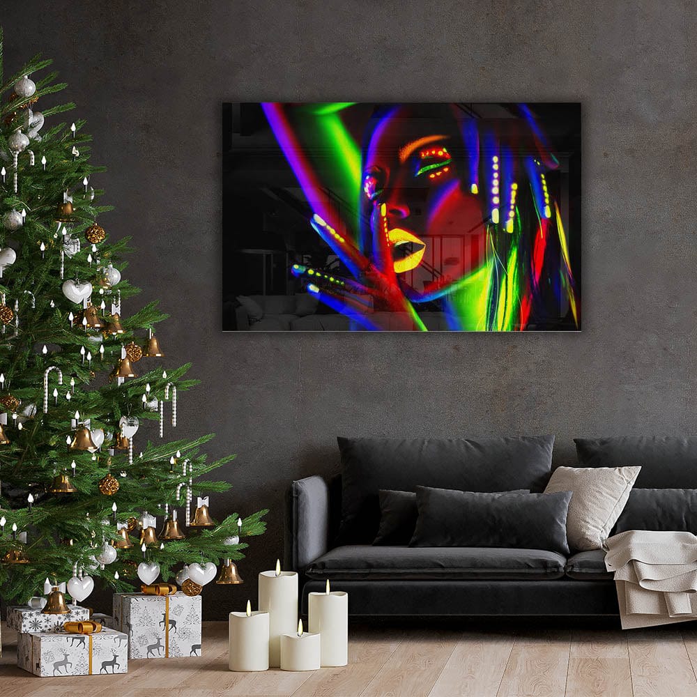 Artronauts Art Glass Print Neon Woman