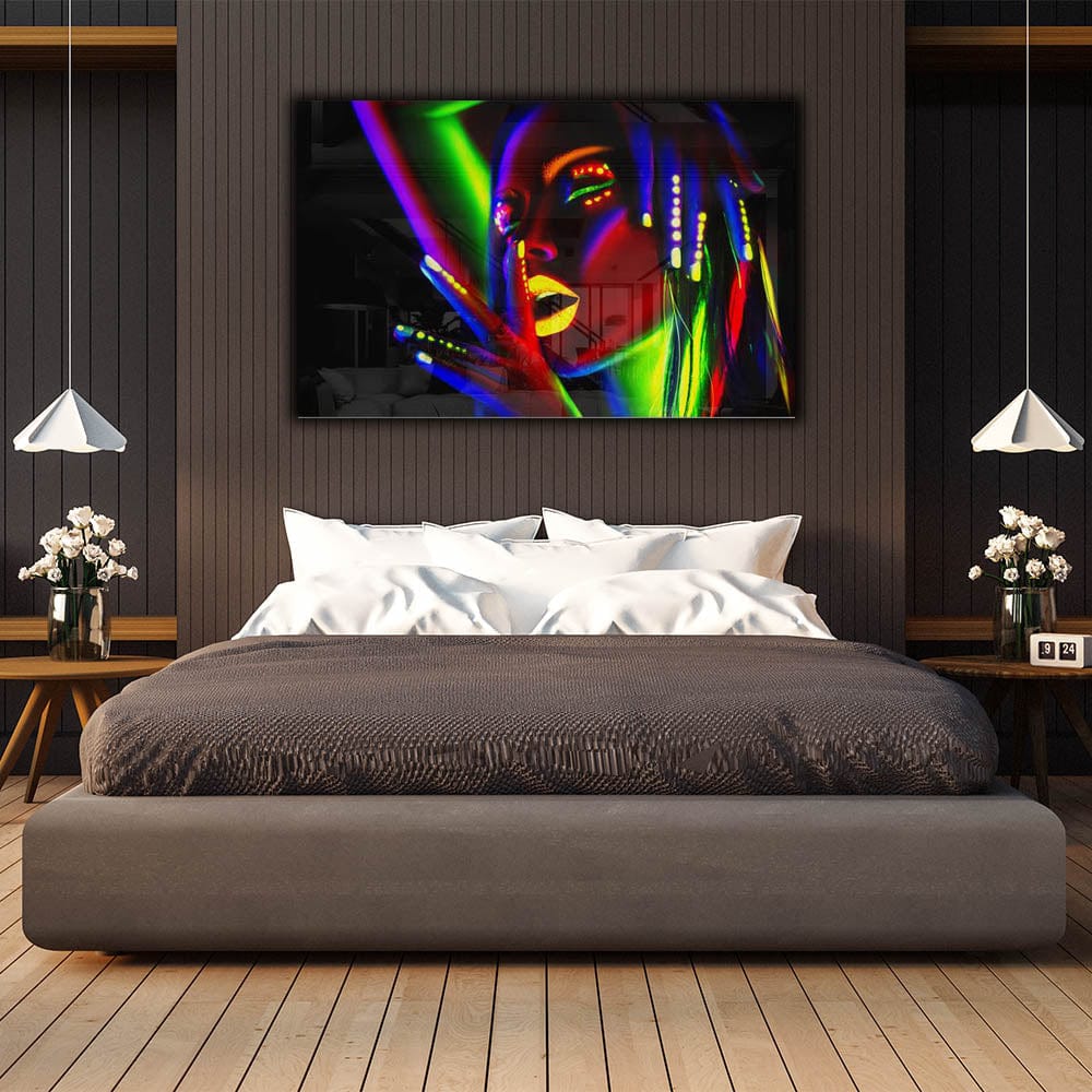 Artronauts Art Glass Print Neon Woman