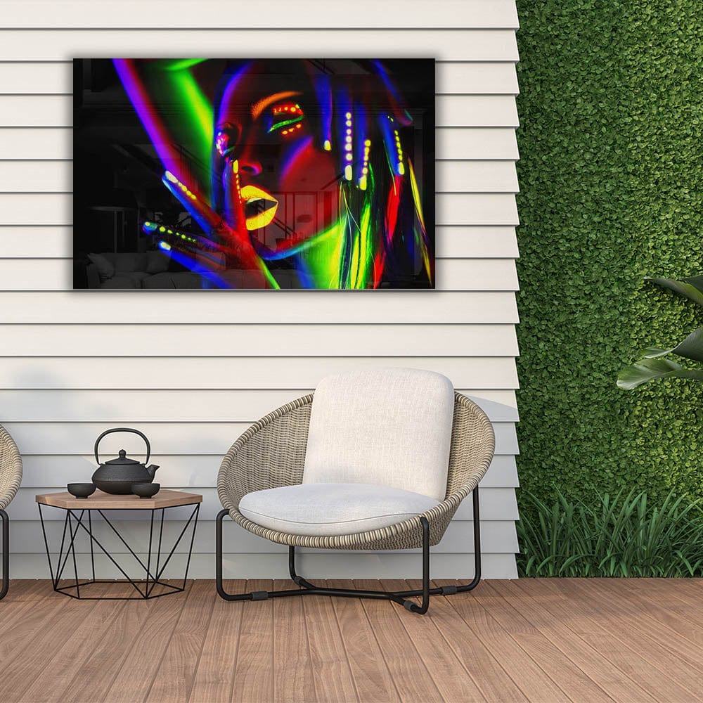 Artronauts Art Glass Print Neon Woman