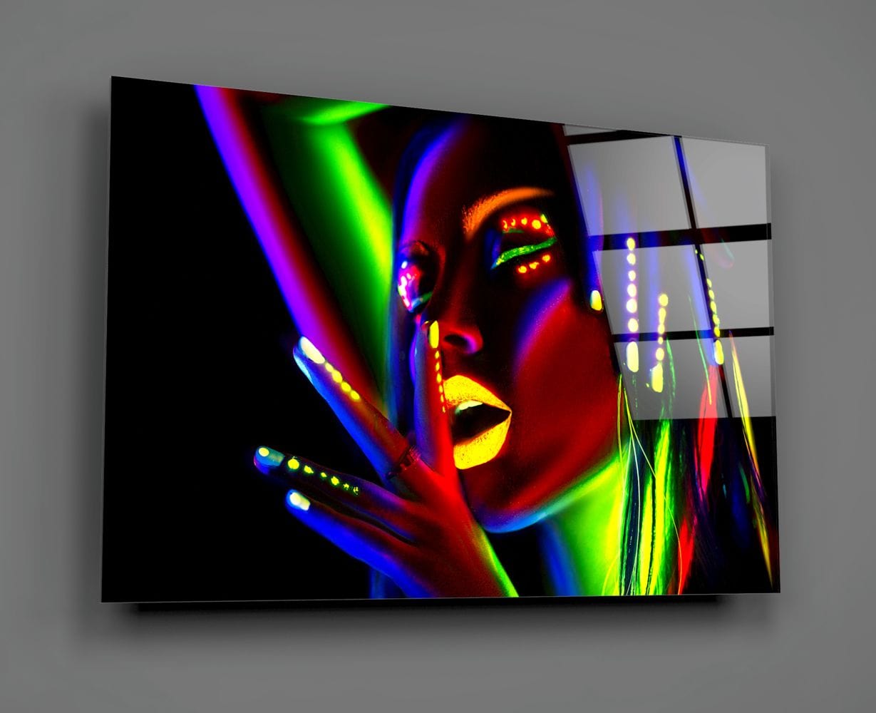 Artronauts Art Glass Print Neon Woman