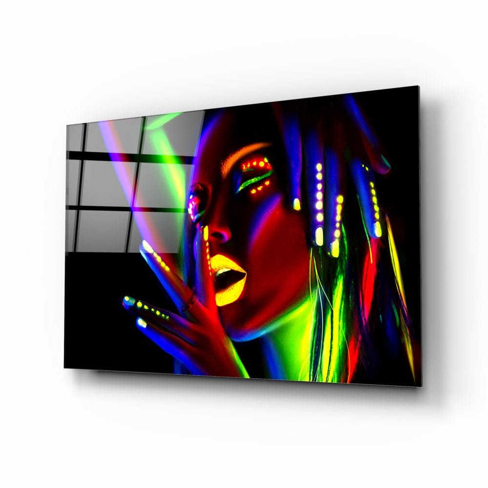 Artronauts Art Glass Print Neon Woman