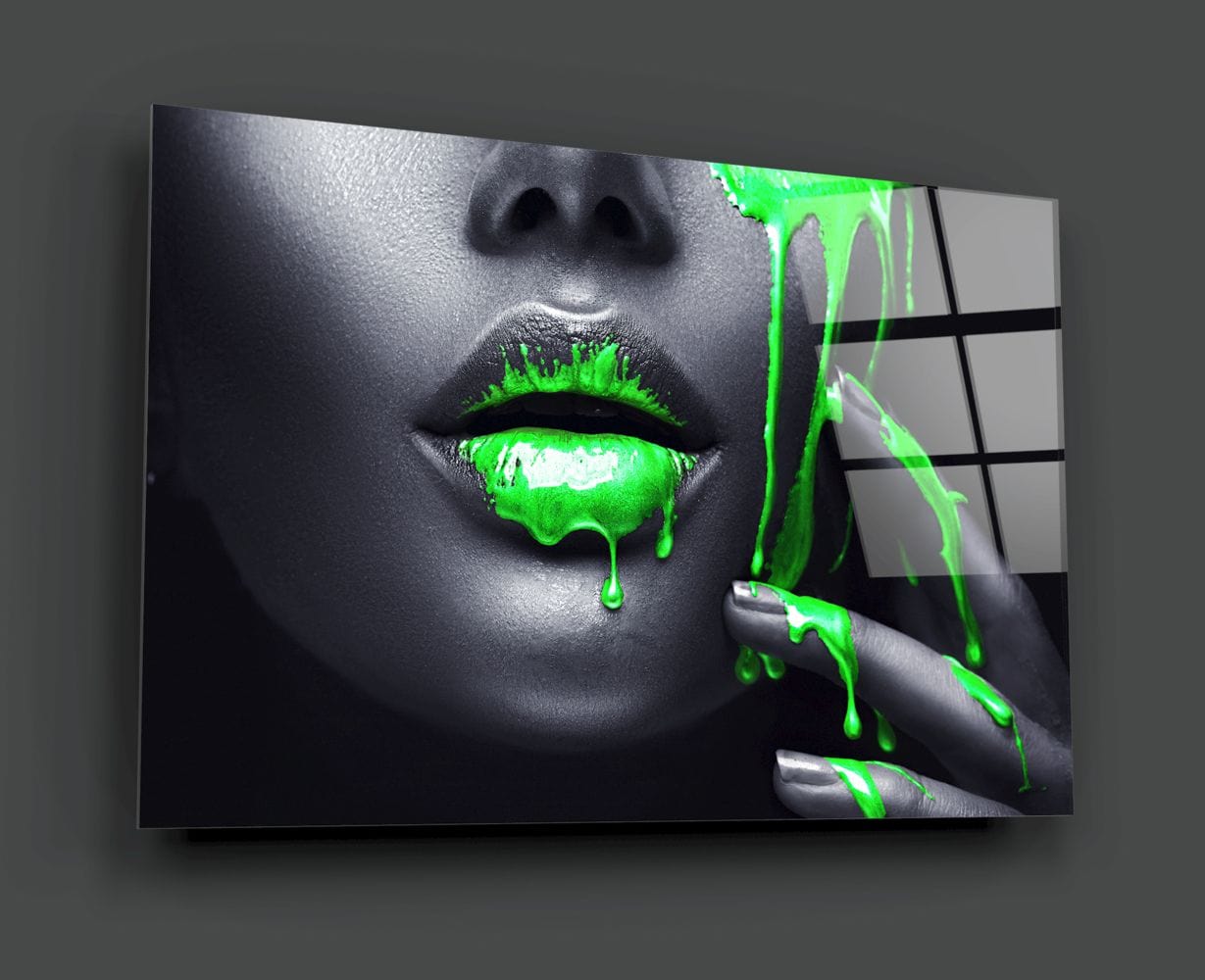 Artronauts Art Glass Print Green Lips
