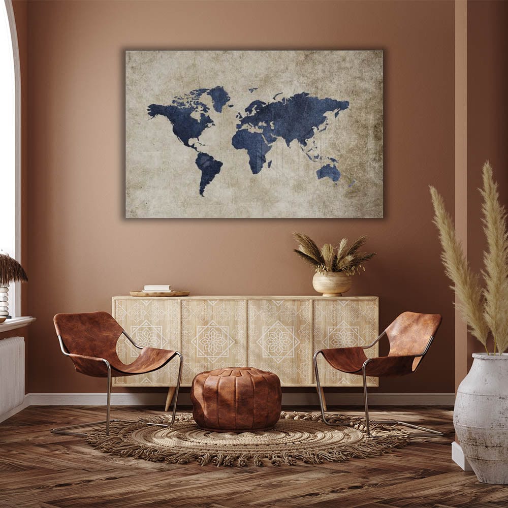 Artronauts Art Clearance T. Beige & Blue World Map