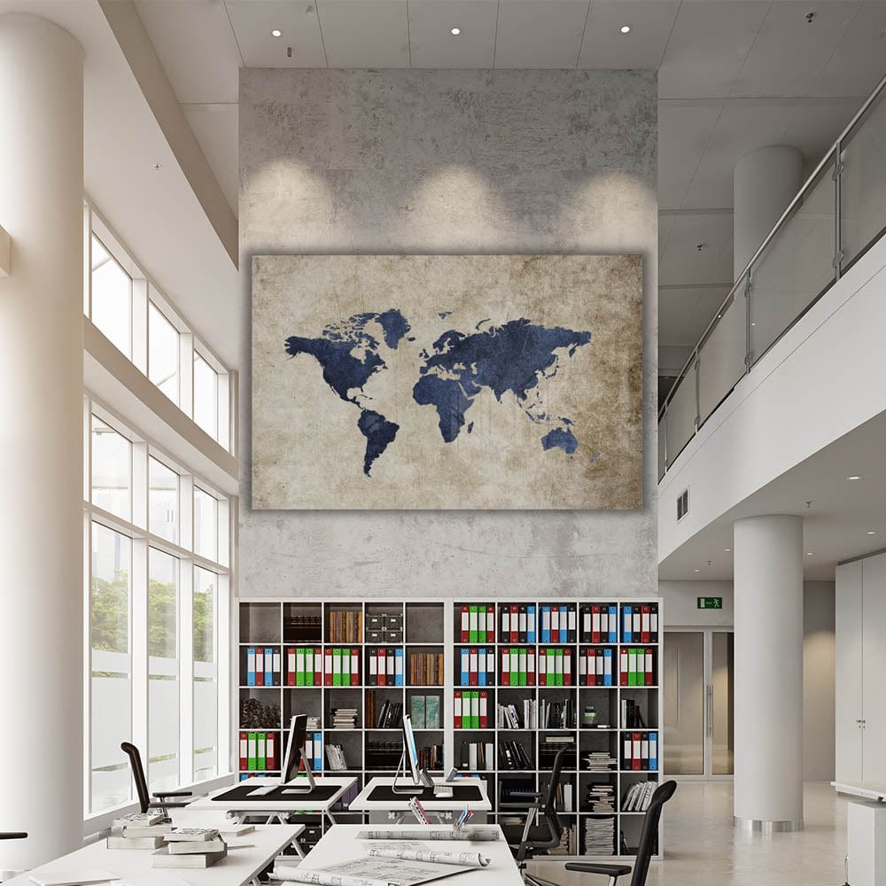 Artronauts Art Clearance T. Beige & Blue World Map