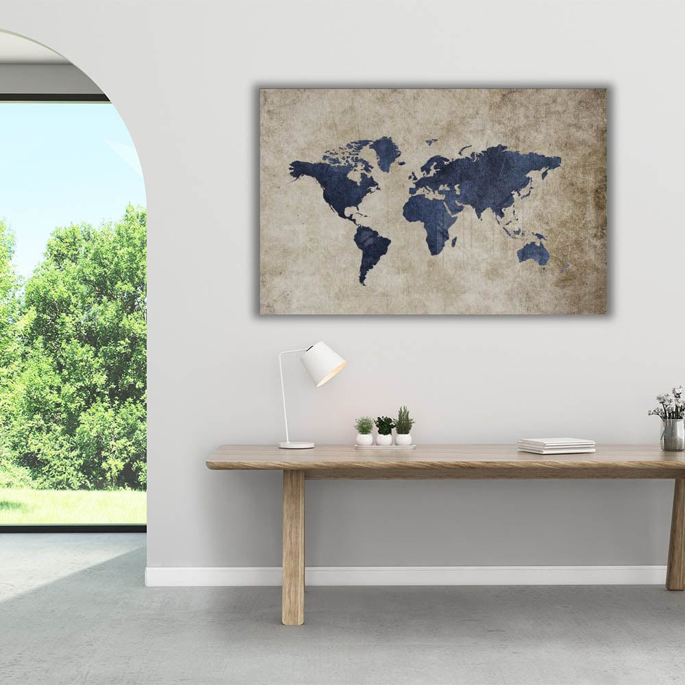 Artronauts Art Clearance T. Beige & Blue World Map