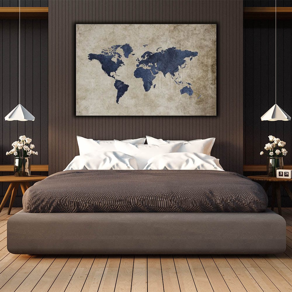 Artronauts Art Clearance T. Beige & Blue World Map