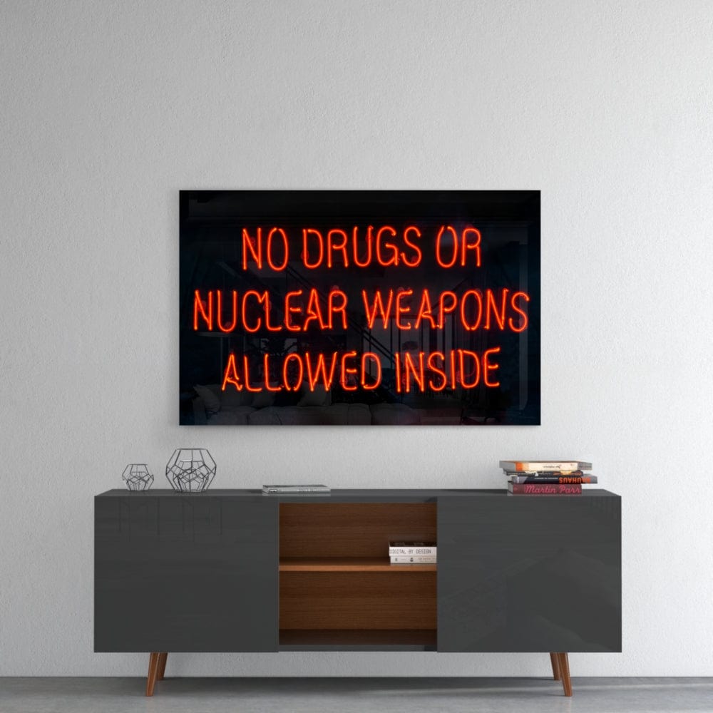 Artronauts Glass Print No Drugs or Nuclear Weapons