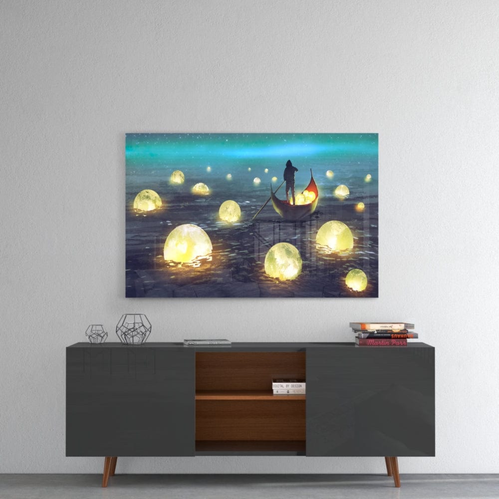 Artronauts Glass Print Moon Collector