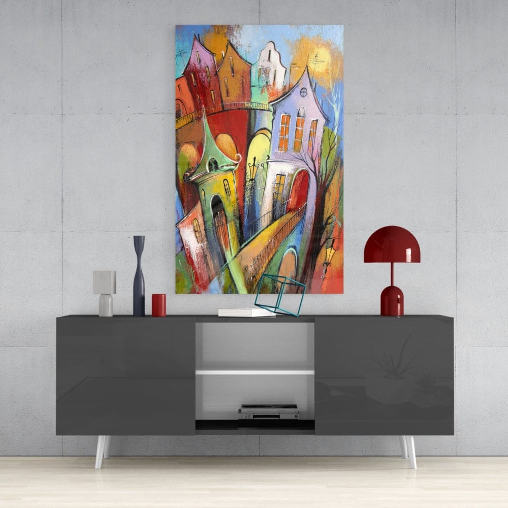 Artronauts Art Glass Print Colourful Town II