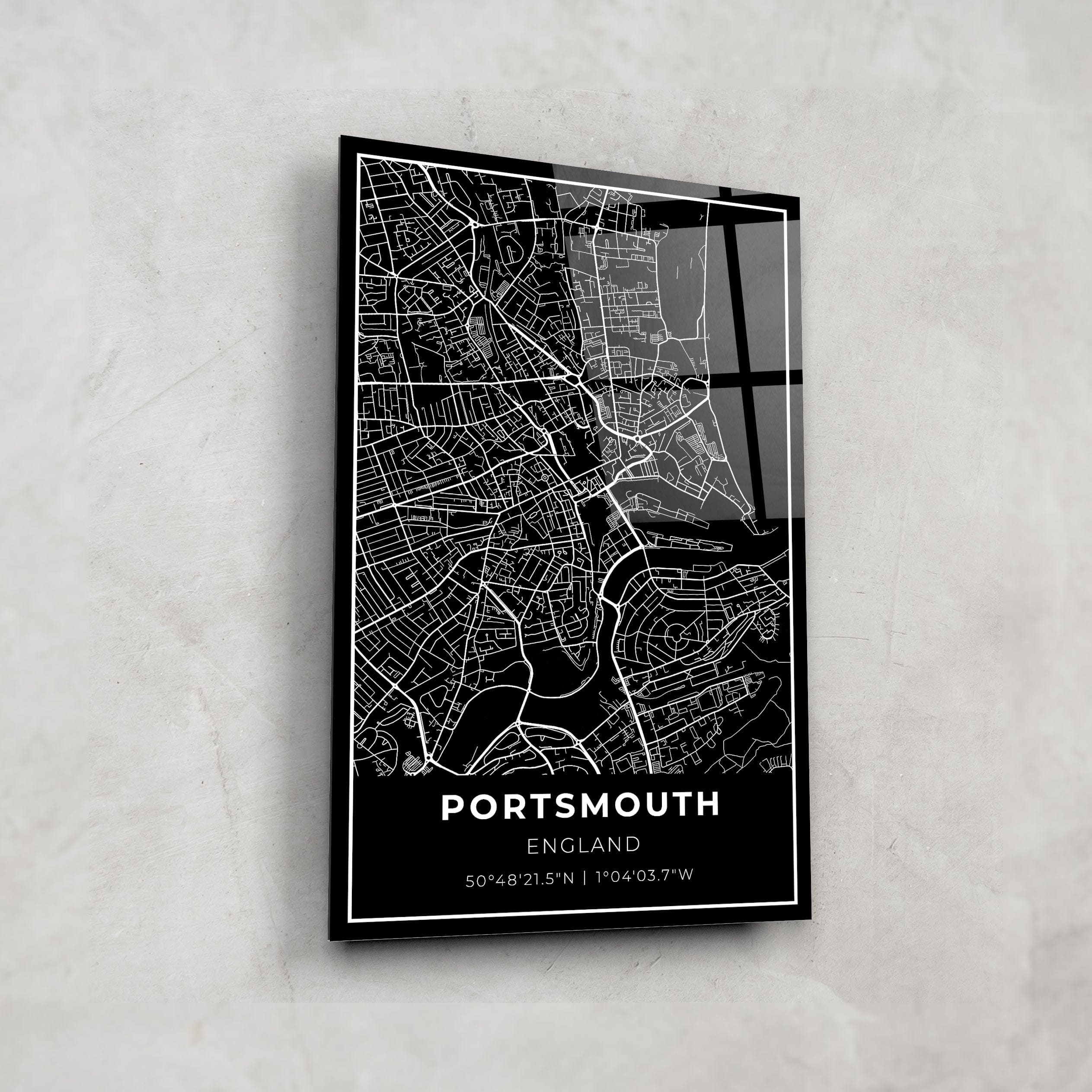 Artronauts Posters, Prints, & Visual Artwork Portsmouth Map - Glass Wall Art
