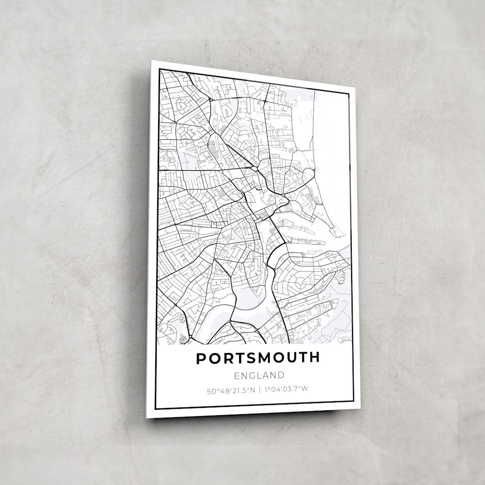 Artronauts Posters, Prints, & Visual Artwork Portsmouth Map - Glass Wall Art
