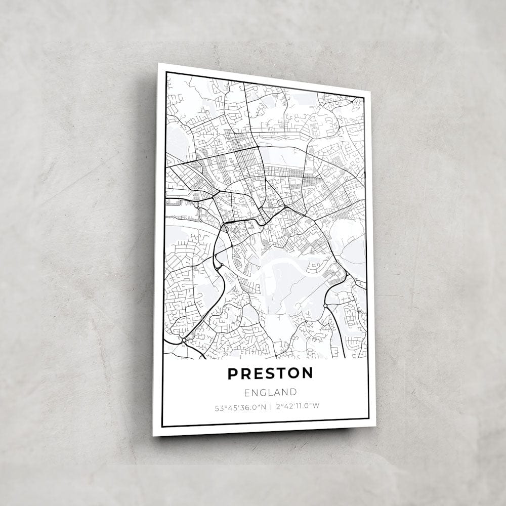 Artronauts Posters, Prints, & Visual Artwork Preston Map - Glass Wall Art
