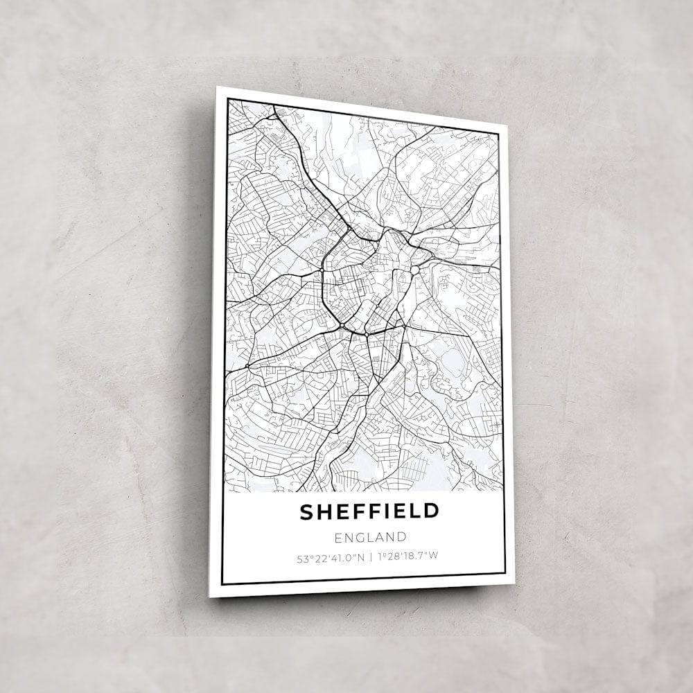 Artronauts Posters, Prints, & Visual Artwork Sheffield Map - Glass Wall Art