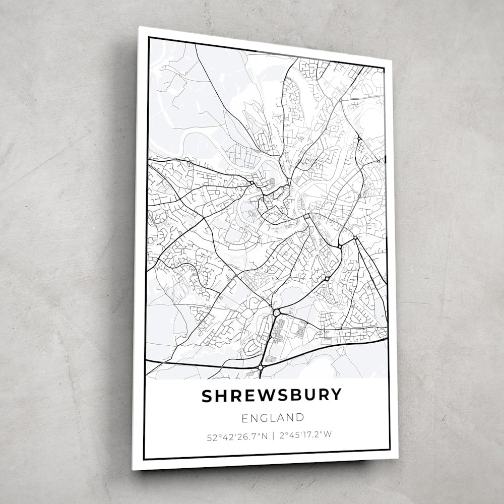 Artronauts Posters, Prints, & Visual Artwork Shrewsbury Map - Glass Wall Art