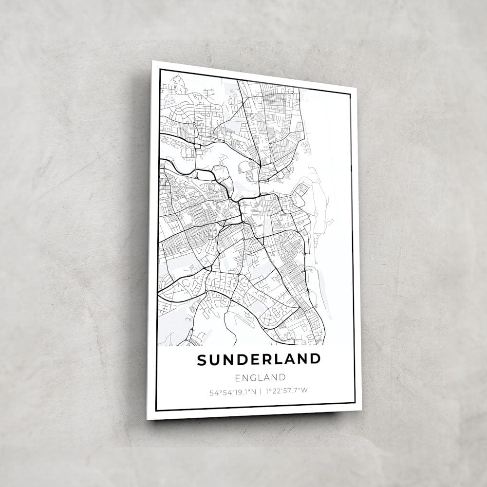 Artronauts Posters, Prints, & Visual Artwork Sunderland Map - Glass Wall Art