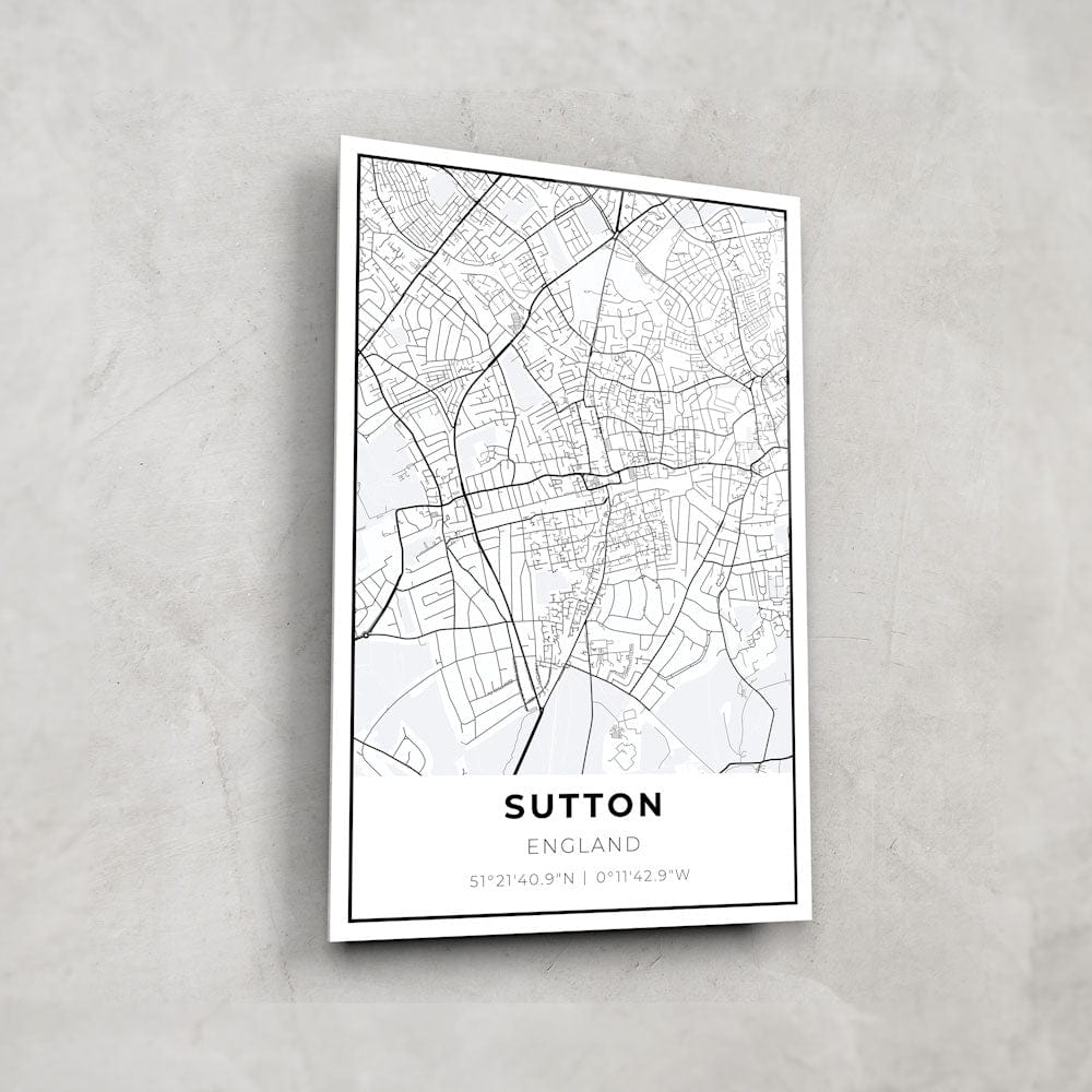Artronauts Posters, Prints, & Visual Artwork Sutton Map - Glass Wall Art
