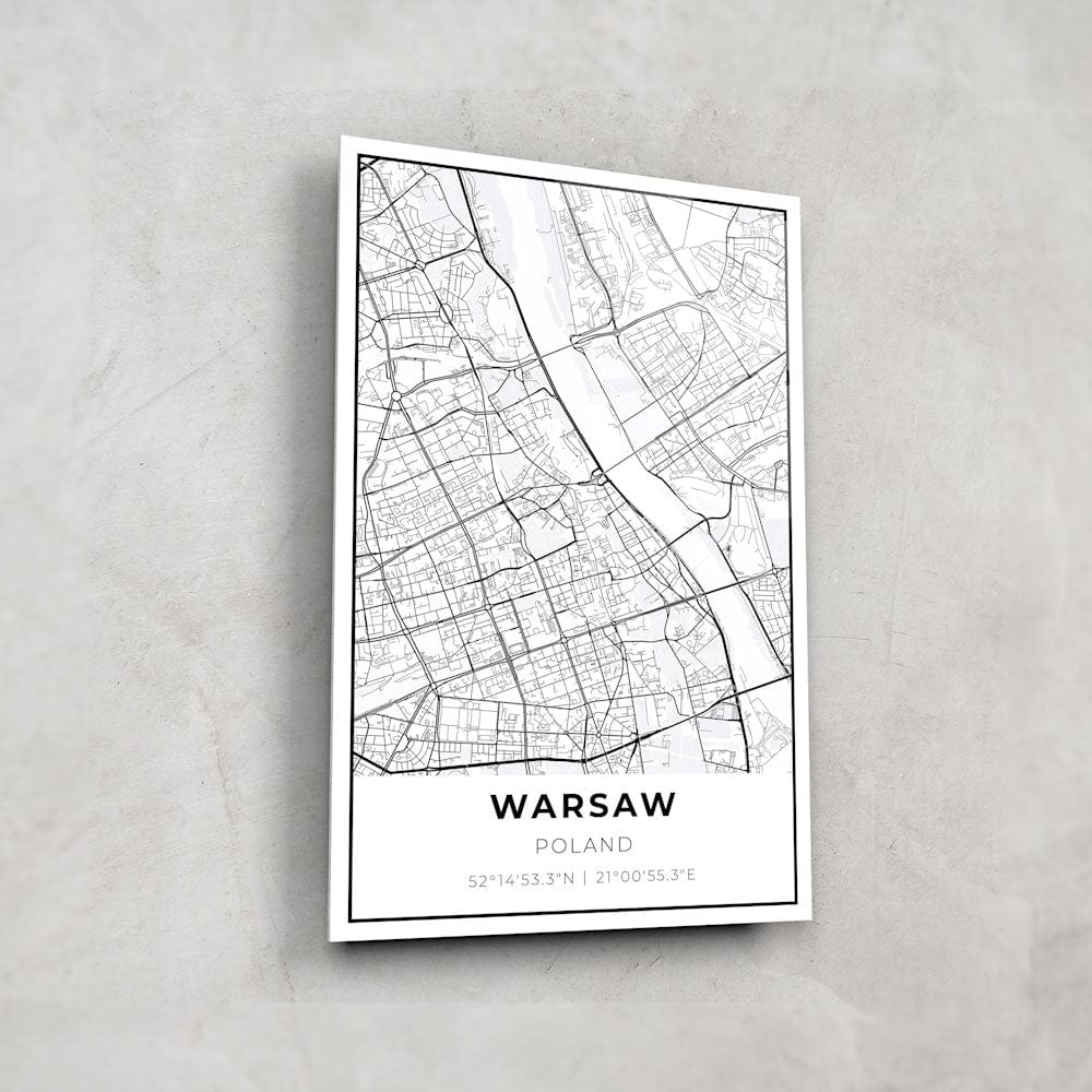 Artronauts Posters, Prints, & Visual Artwork Warsaw Map - Glass Wall Art