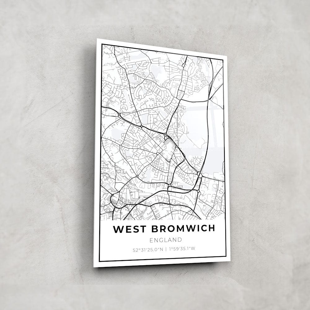 Artronauts Posters, Prints, & Visual Artwork West-Bromwich Map - Glass Wall Art