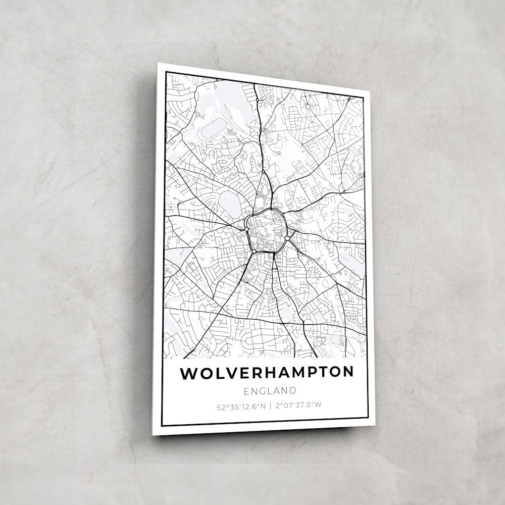 Artronauts Posters, Prints, & Visual Artwork Wolverhampton Map - Glass Wall Art
