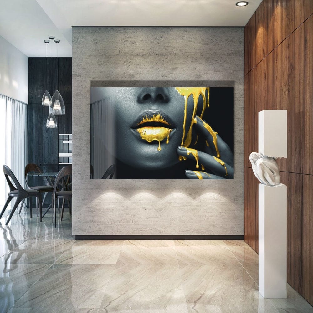 Artronauts Art Glass Print Yellow Lips