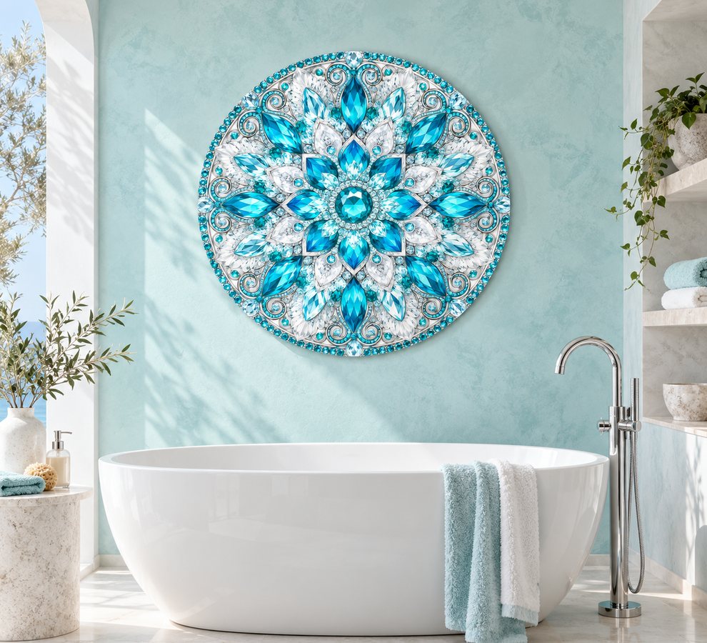 Bathroom glass wall art