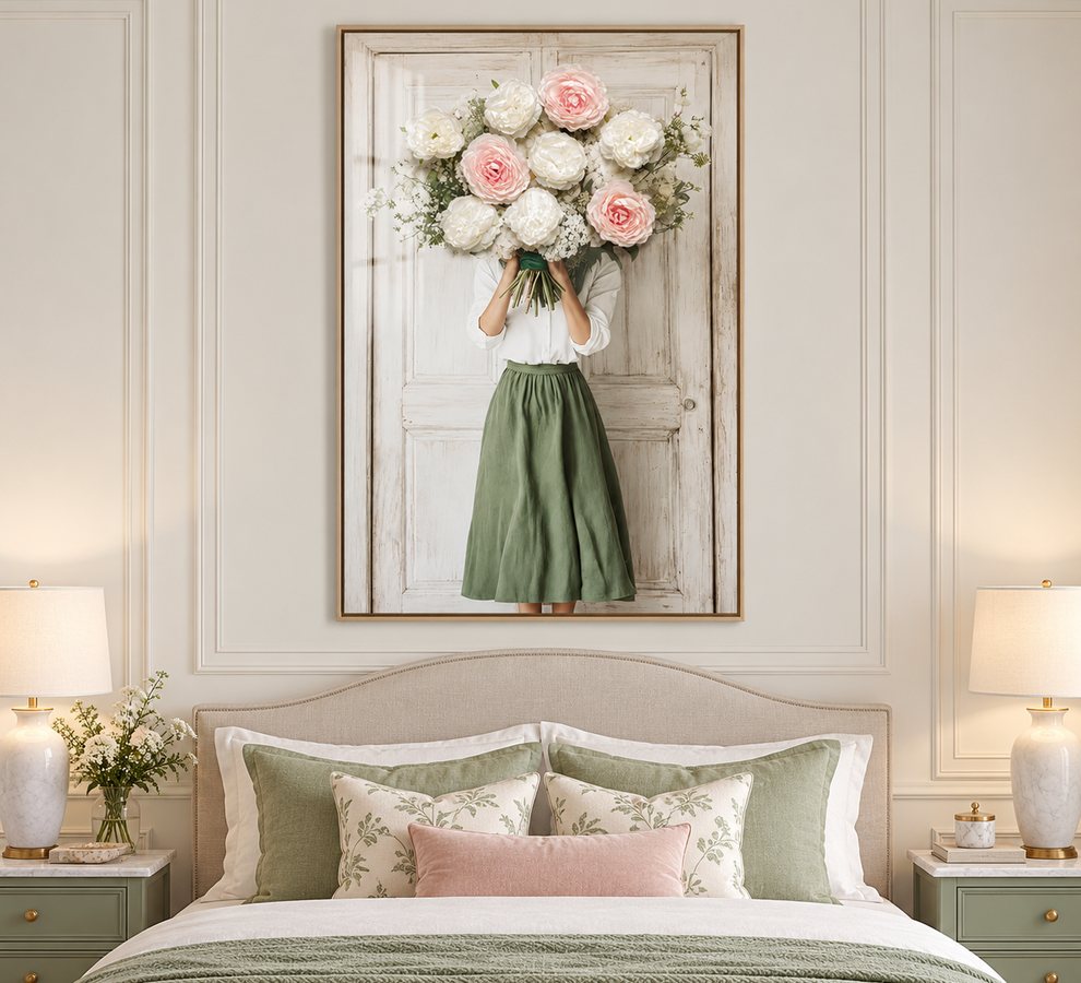 Bedroom glass wall art