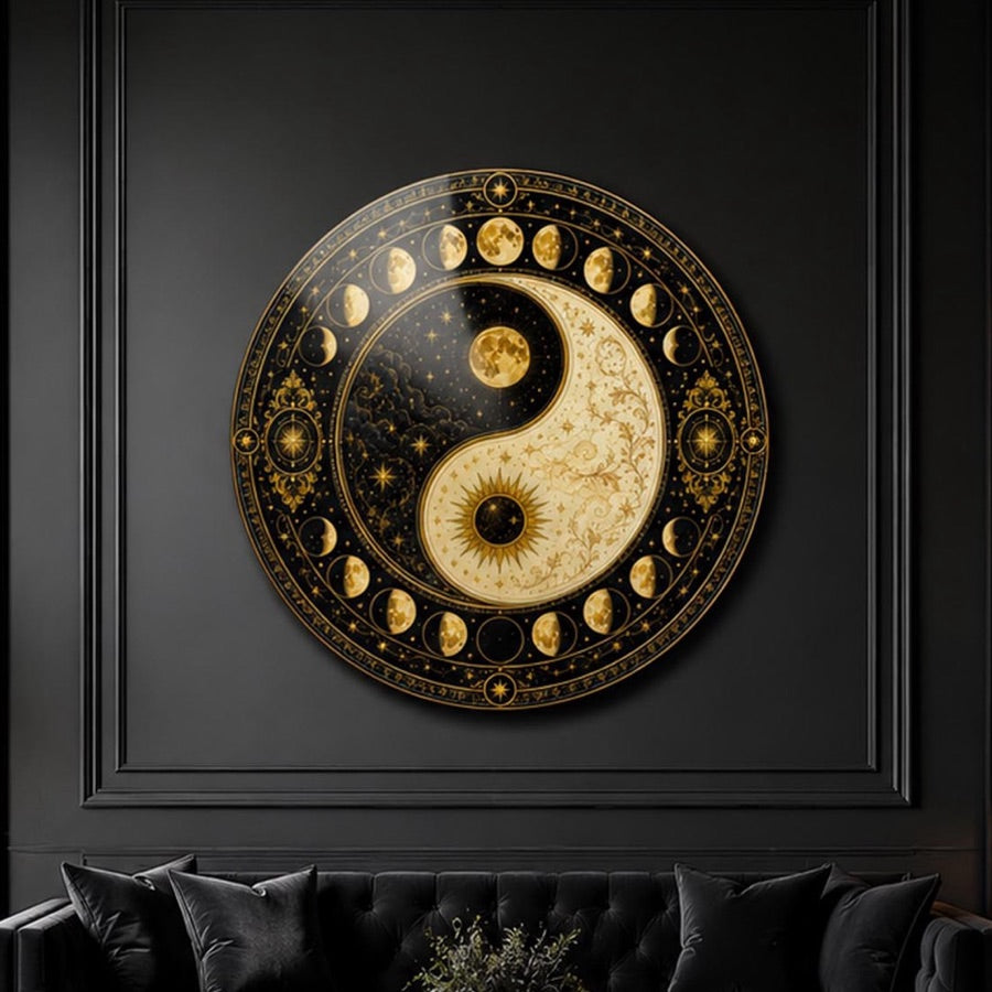 Black gold glass wall art