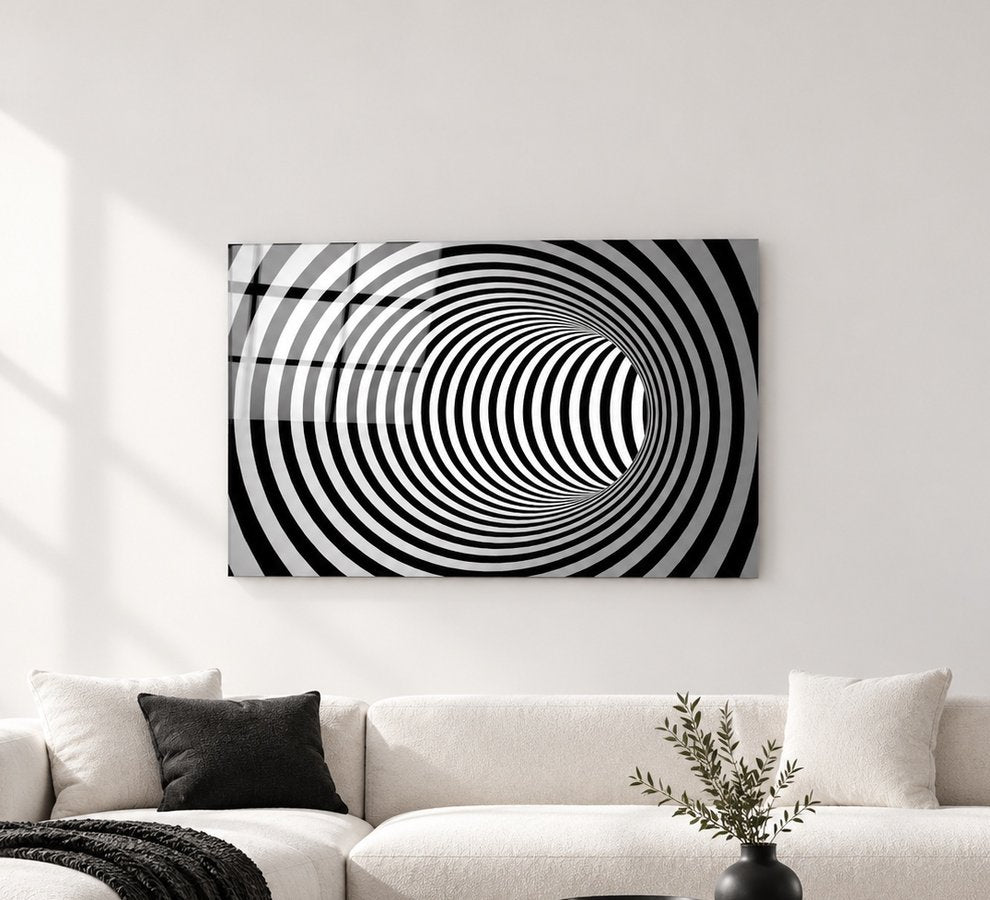 Black white glass wall art