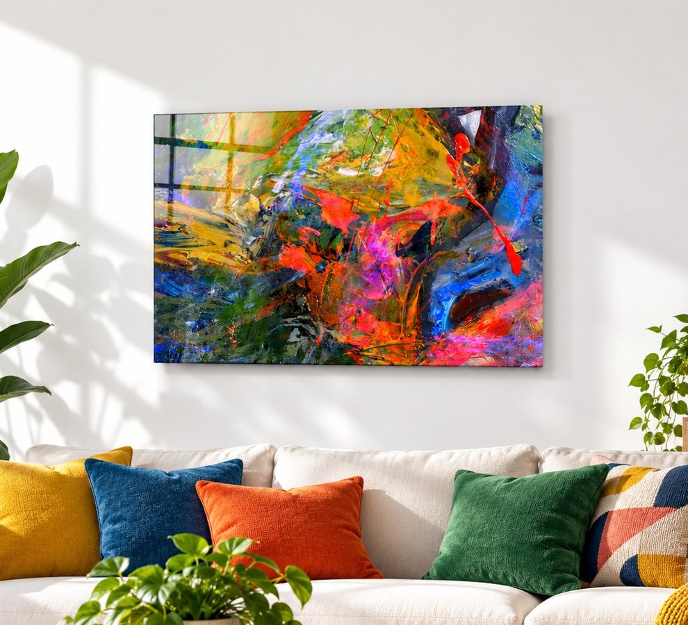 Colourful glass wall art