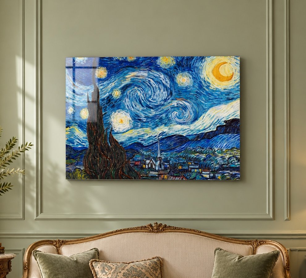 Famous masterpieces glass wall art