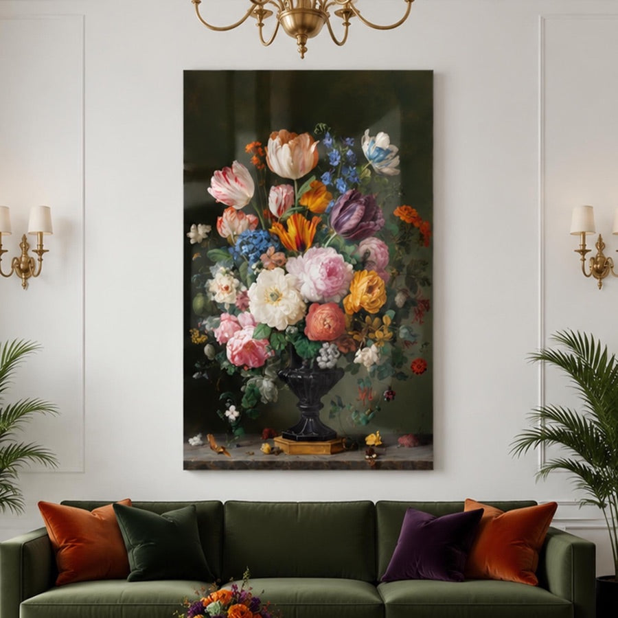 Flower glass wall art