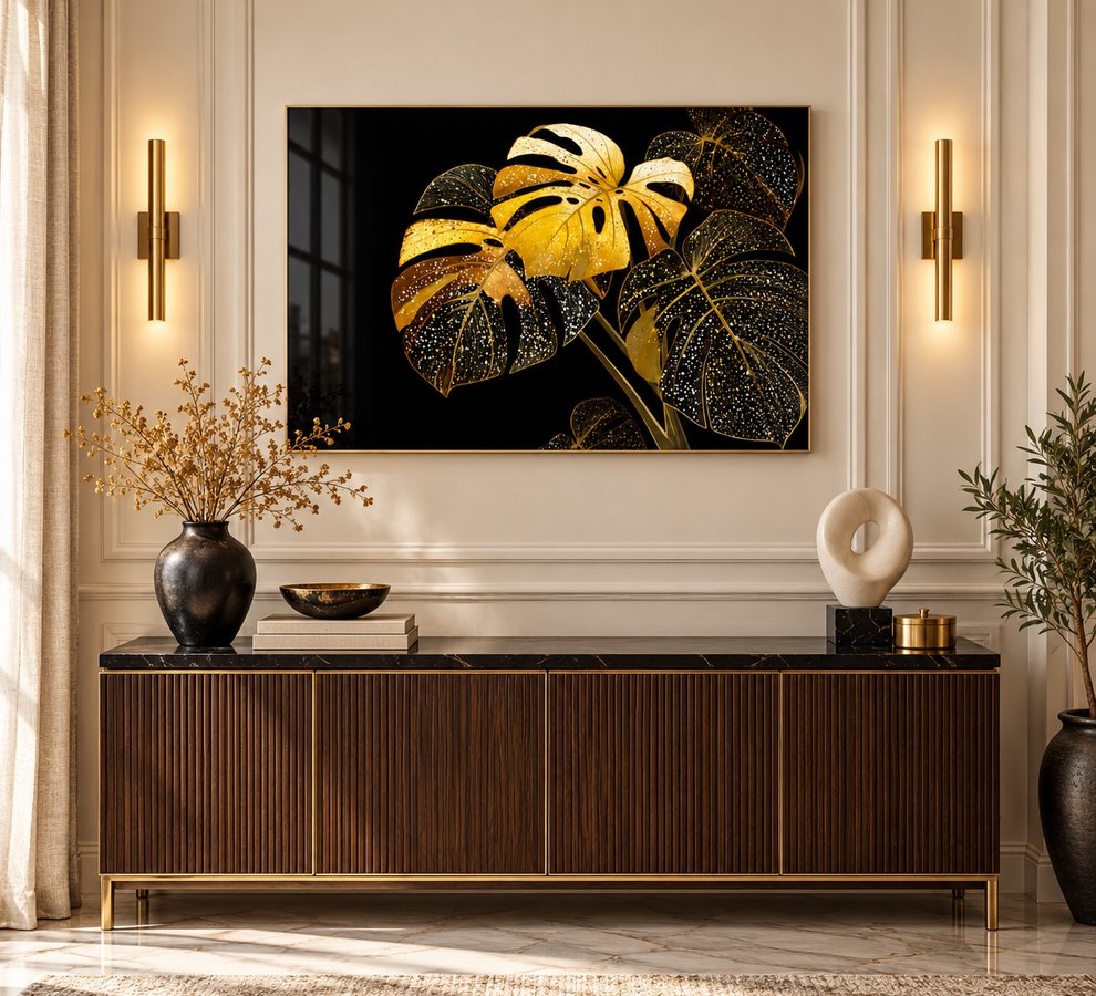 Horizontal glass wall art