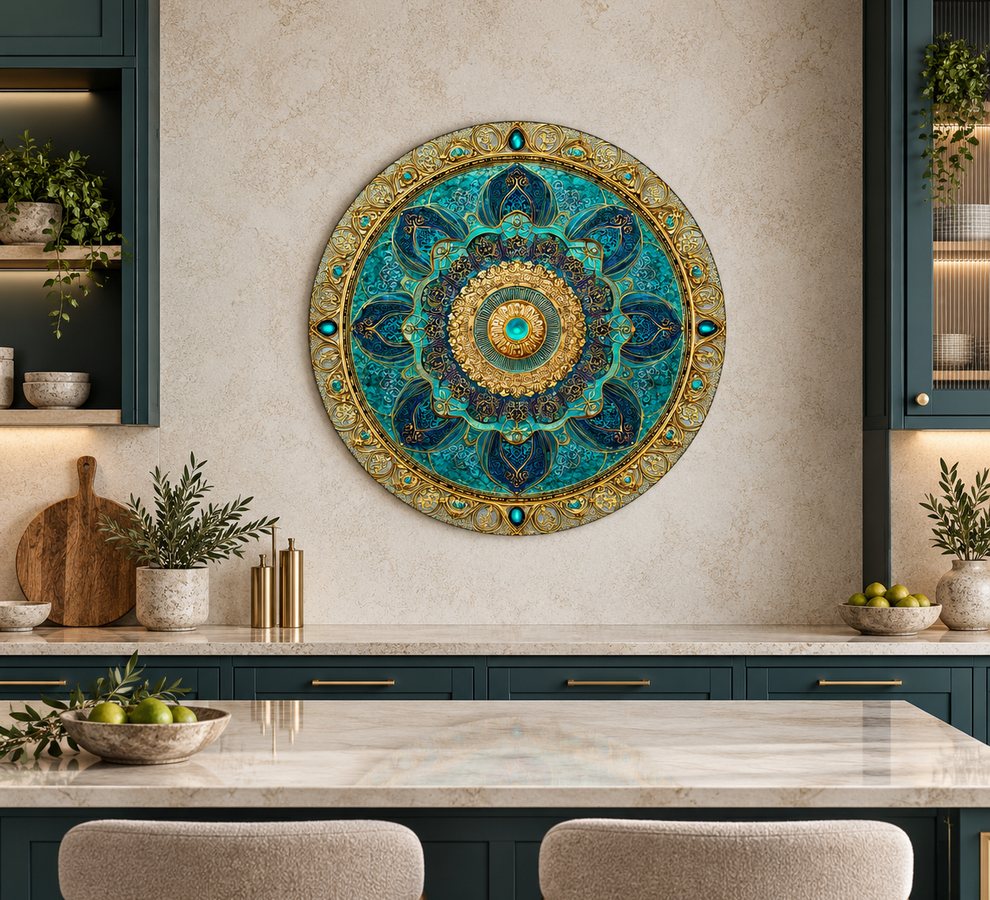 Kitchen glass wall art