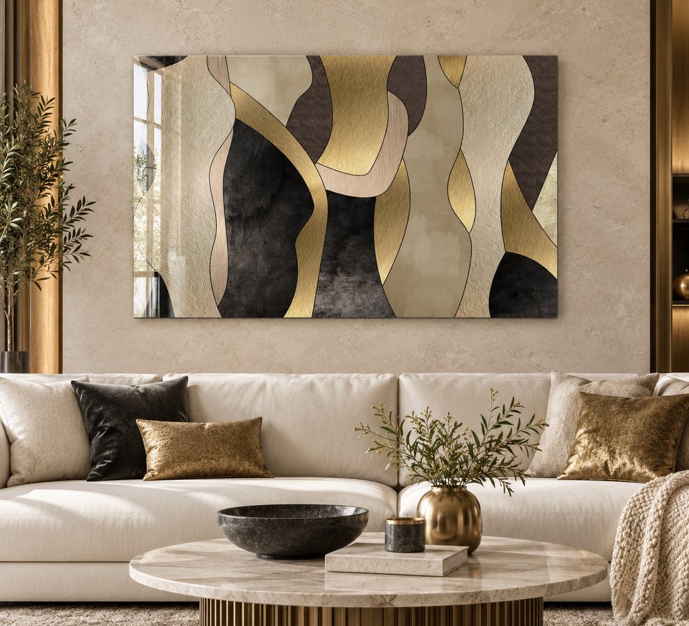 Living room glass wall art