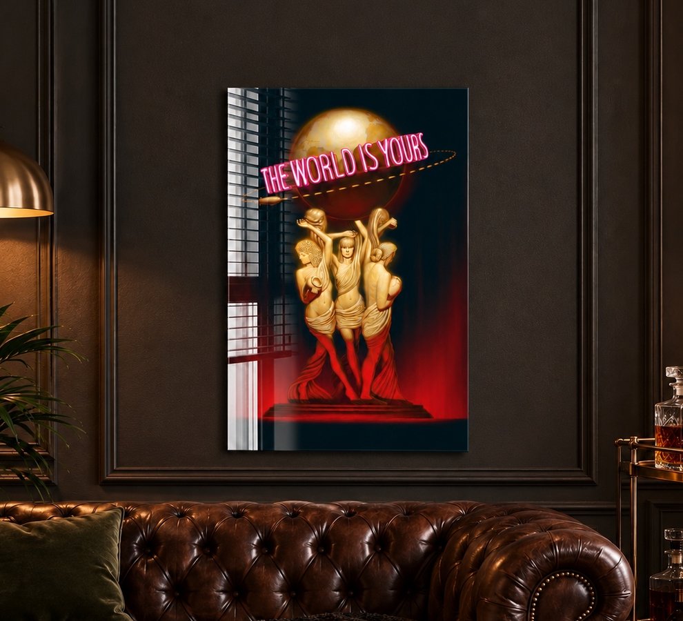 Man cave glass wall art
