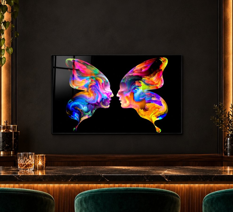 Neon glass wall art