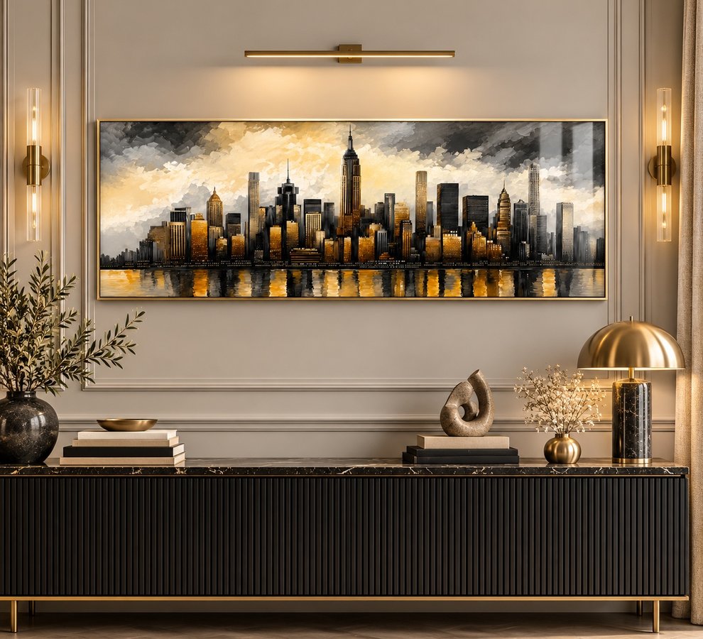 Panoramic glass wall art