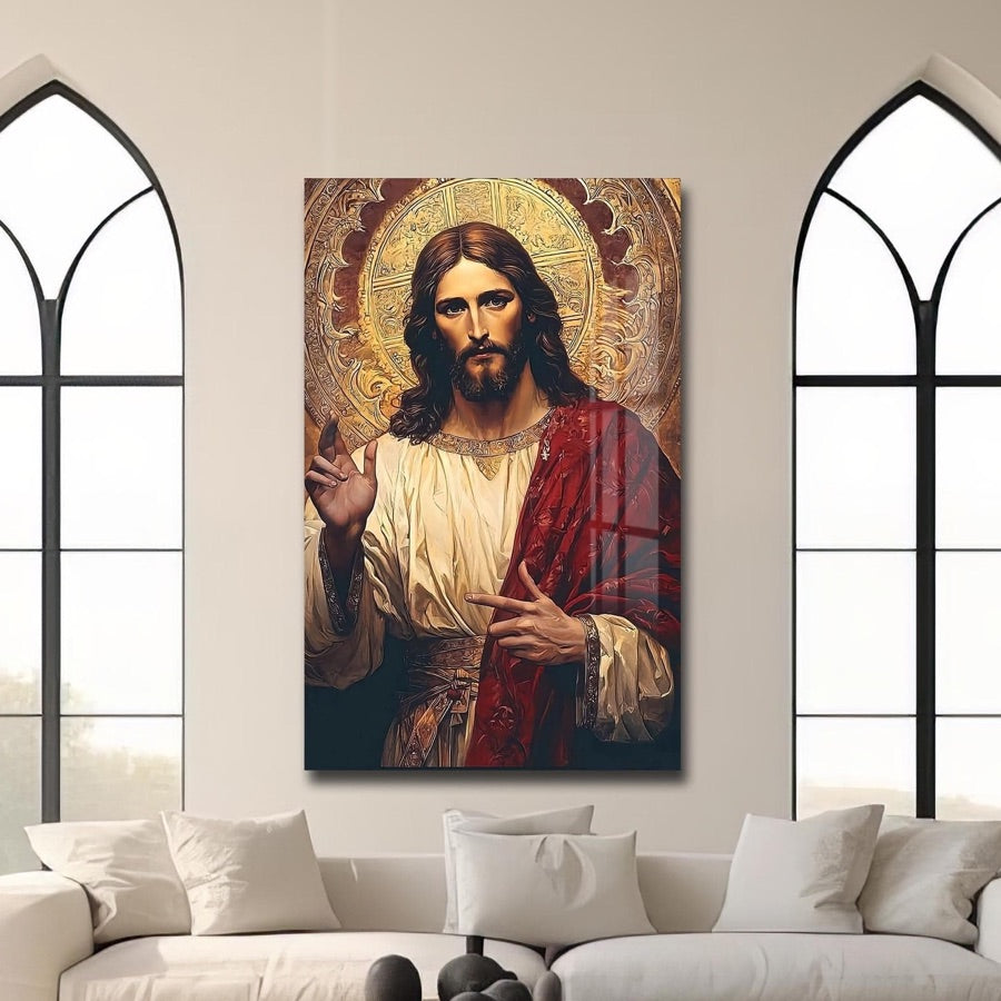 Religious glass wall art