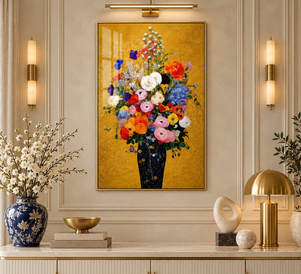 Vertical glass wall art