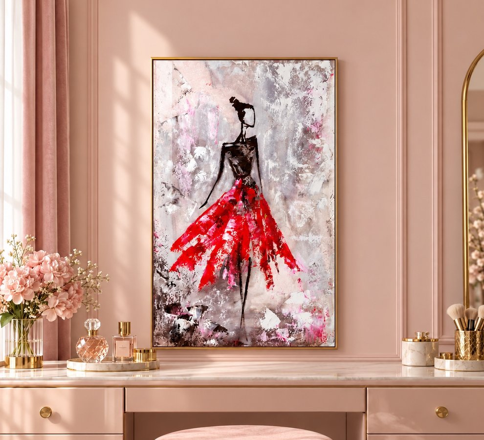 Women fashion glass wall art