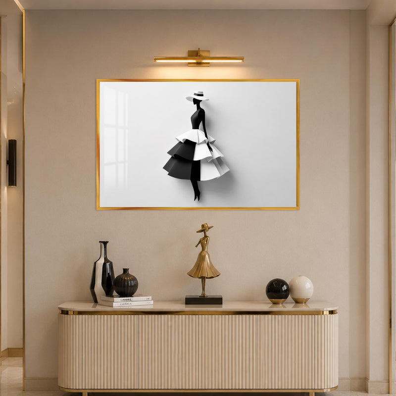 Monochrome Fashion Silhouette with gold frame