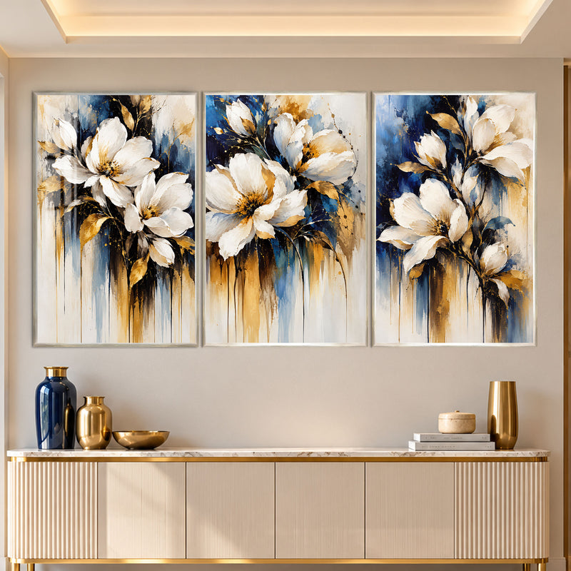 Golden Bloom with silver frame