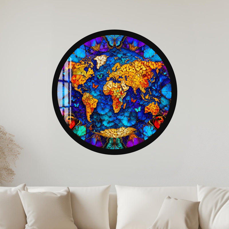 Butterfly World Map with black frame